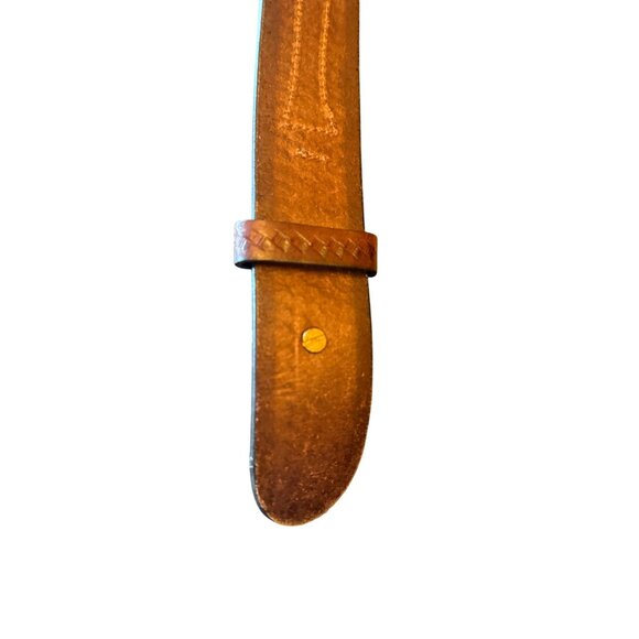 Affilare Handcrafted Leather Belt With Vintage Brass Buckle Artisan Tooled Desig - Picture 4 of 6